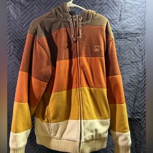 Men's Striped Sherpa Zip-Up Sweater